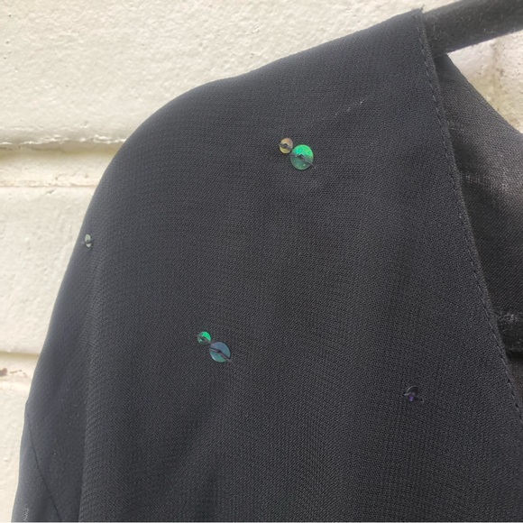 Boho button down sequin black top 1X - Picture 9 of 10